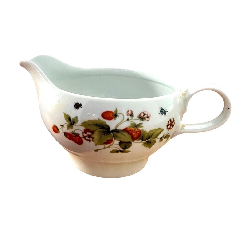 Vintage Ilmenau Porcelain Creamer With Strawberry & Bee Design